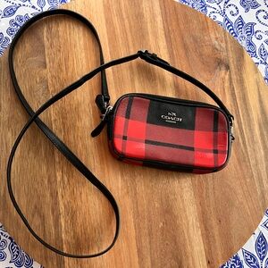 Coach Red and Black Checkered Belt Bag